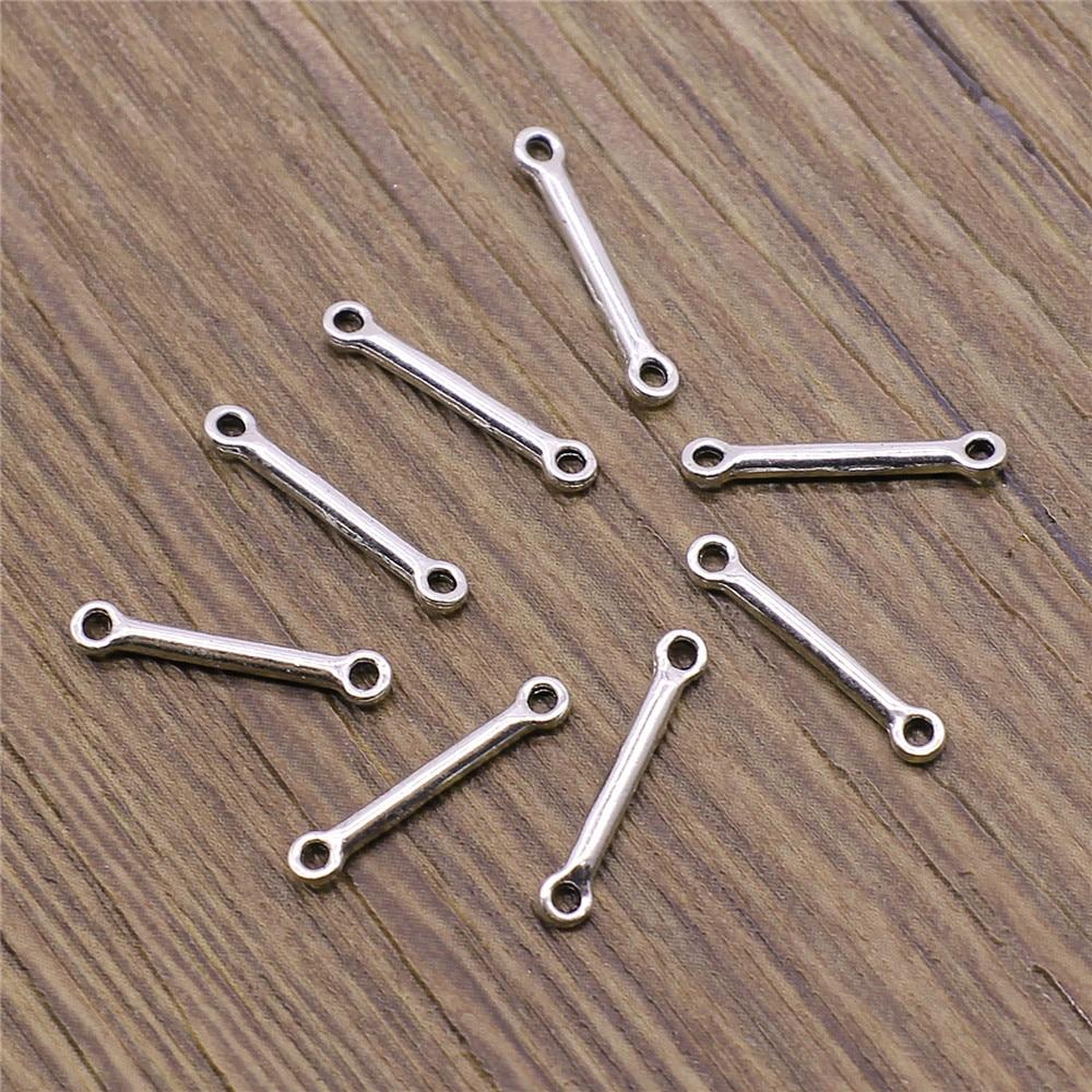 50 stücke Stecker Charms Stecker Für Schmuck Machen 2x15mm Antike Silber Farbe Zubehör