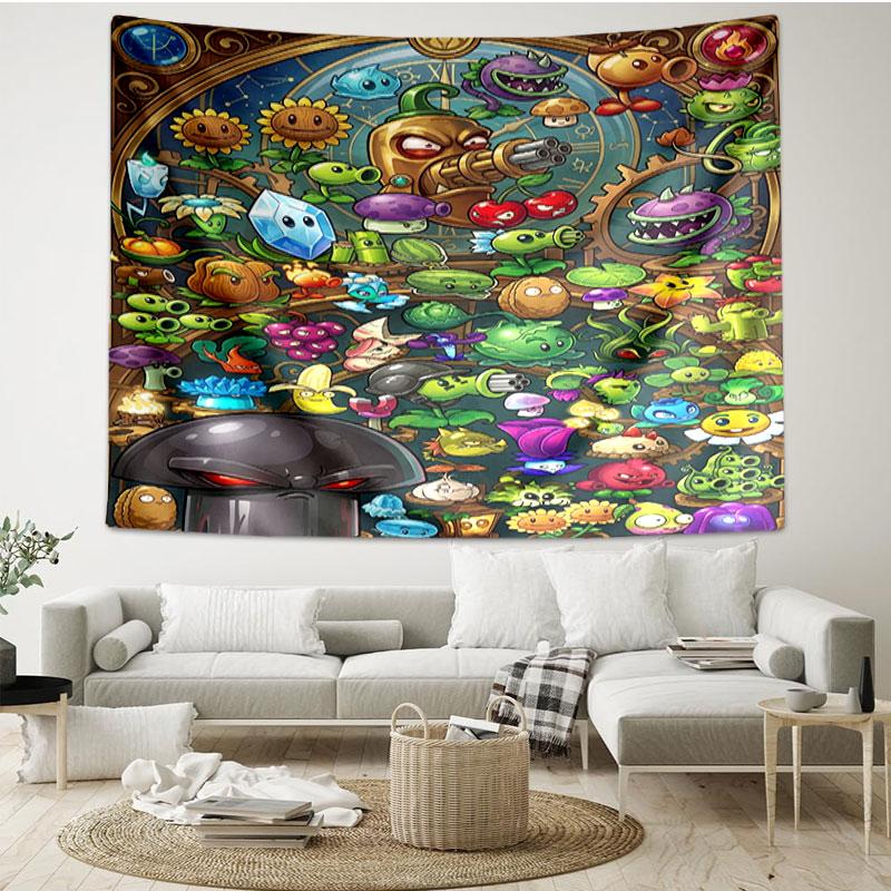 Plants VS Zombies Print Tapestry - Portable Wall Decor Cloth, for Home, Dorm, Travel, Bedroom, Living Room - Ideal Birthday Housewarming Gift
