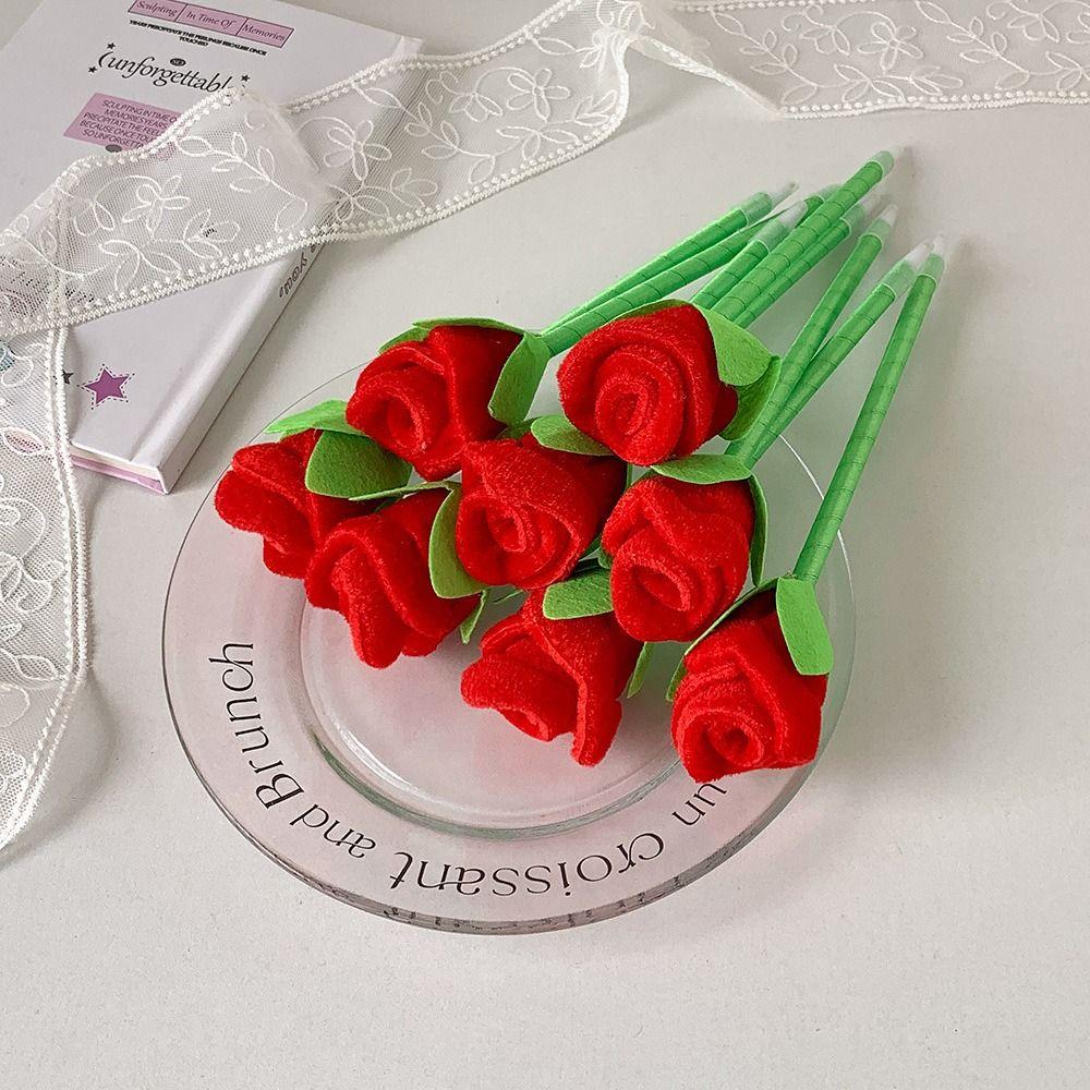 Smooth Writing Cute Cartoon Design Pens Portable Design Valentine's Day Rose Pen  Office Supplies