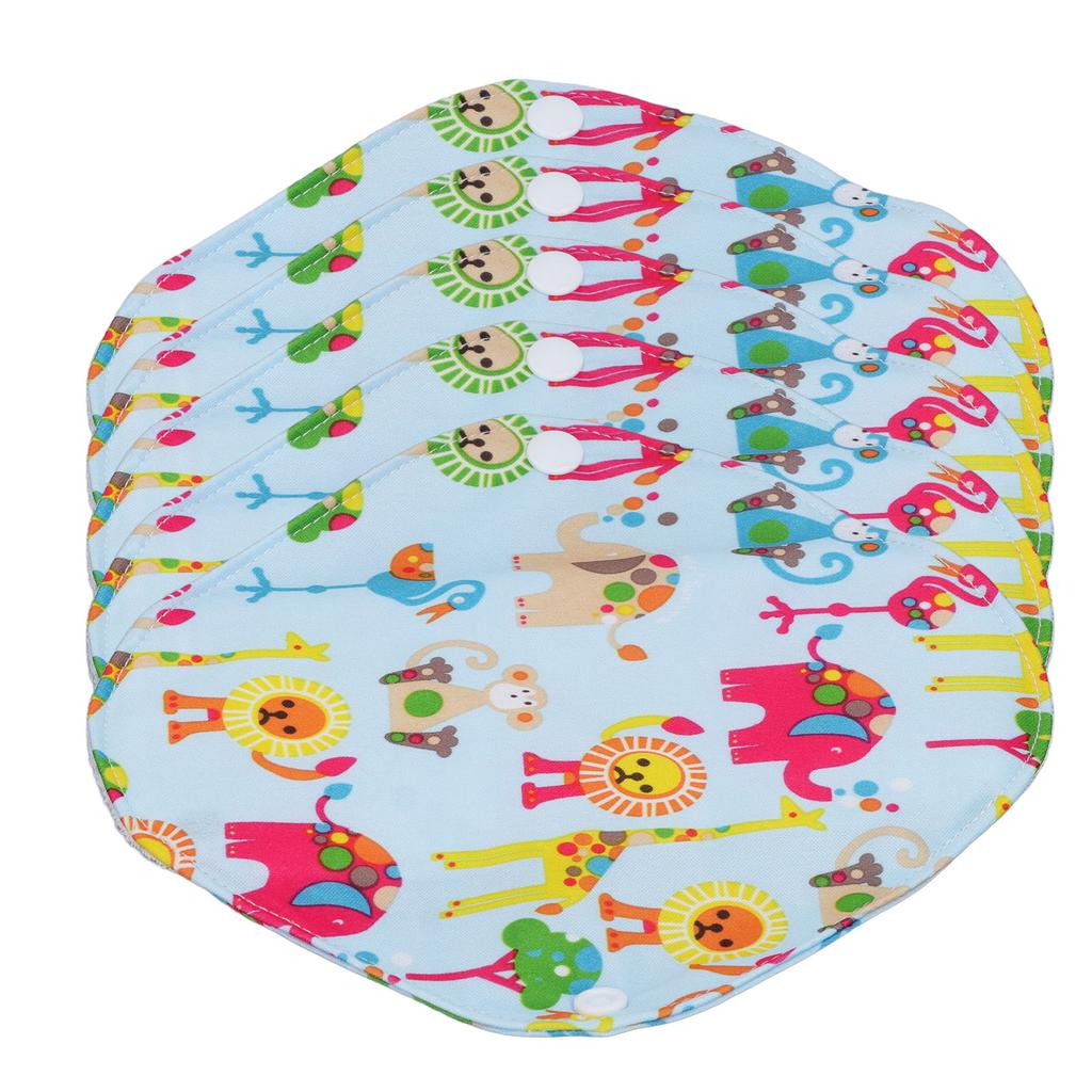 5PCS Reusable Menstrual Pads Zoo Print Absorbent Soft Comfortable Bamboo Cloth Sanitary Pad for