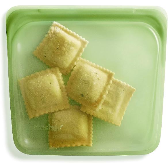 Stasher Premium Silicone Reble Food Storage Sandwich Bag, Green, Microwave, Sous Vide, Dishwasher, Oven and Freezer Safe, BPA Free, Leak-free,