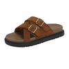 2025 Summer Open Toe Women Flats Slippers Shoes Fashion Cross Buckle Outdoor Beach Vacation Ladies Slides