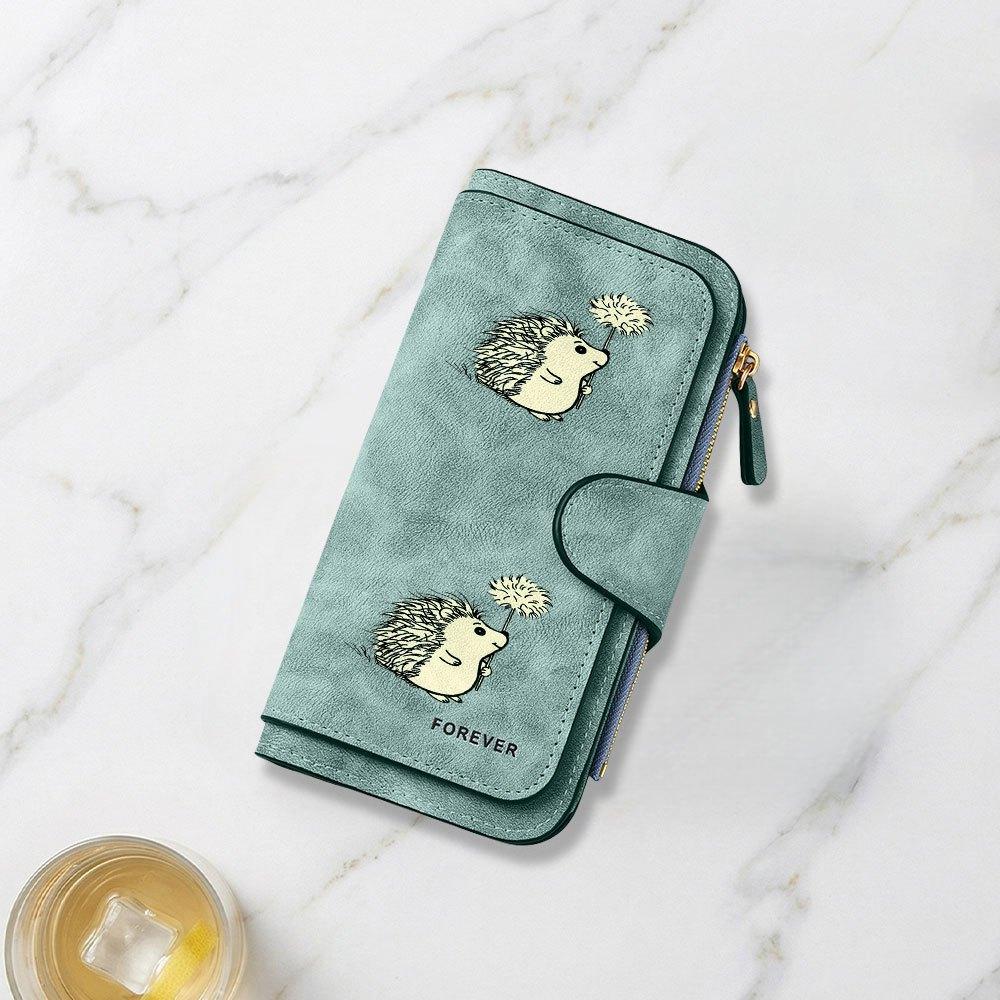 Cute Hedgehog Dandelion Print Long Wallet For Women Multifunctional Portable Clasp Coin Purse Large Capacity Daily Commuting Casual Travel Versatile