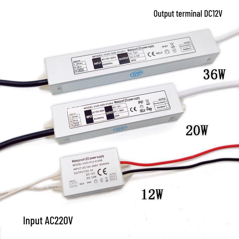 IP67 Waterproof Outdoor 12V Power Supply Transformer, Dustproof, Rainproof