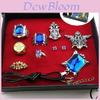 Stunning Black Butler Kuroshitsuji Ciel Phantomhive Cosplay Rings Necklace And Ear-nail Set For Fashion Enthusiasts