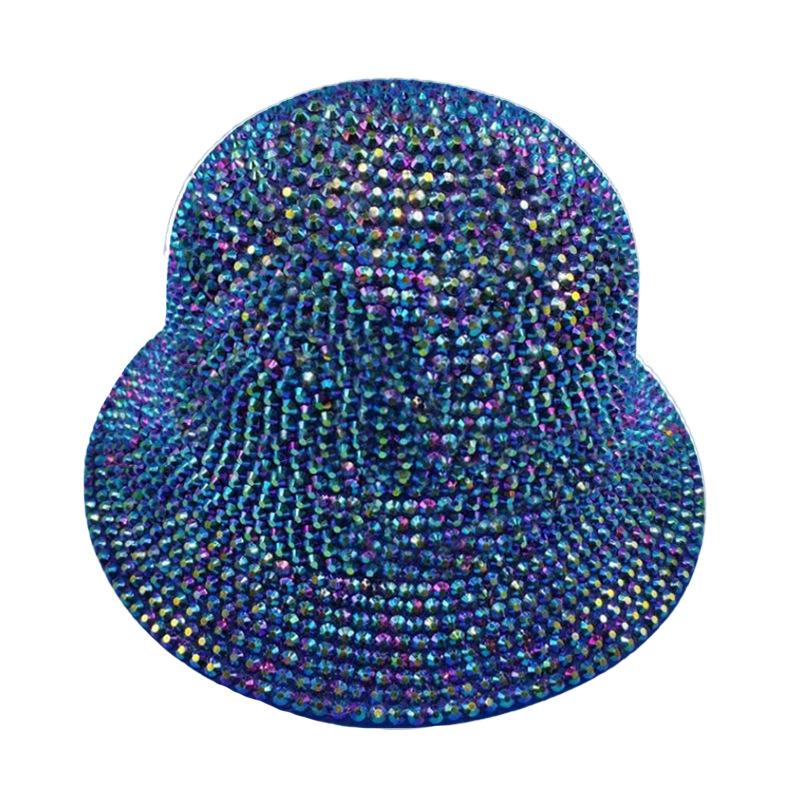Chapeau seau diamant point brillant, Chapeau seau diamant coloré strassé, Chapeau seau avec diamants, Chapeau de défilé printemps et été