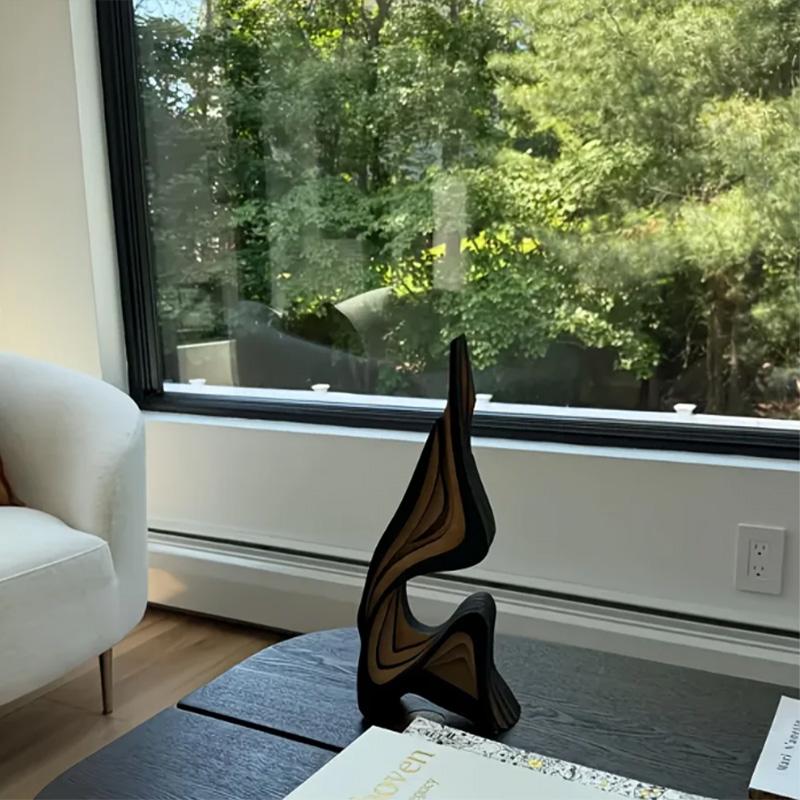 Drewniana Trójwymiarowa Zakrzywiona Artystyczna Dekoracja Półka na Książki Dekoracja Pokoju Ozdoby na Biurko Nieregularny Kształt Dzieło Sztuki