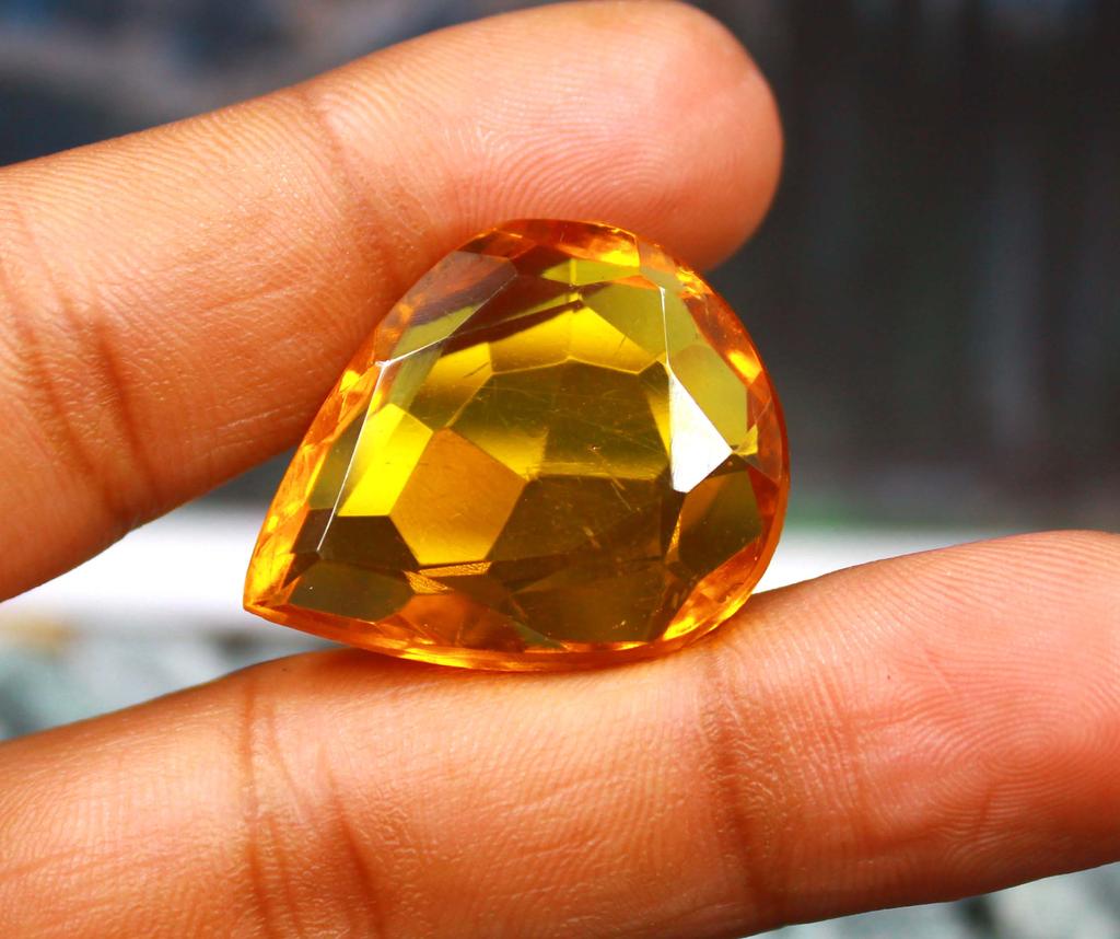 Awesome Big Offer 42.20 Carat Pear Shape Brazil Yellow Citrine Certified Gemstone SN644