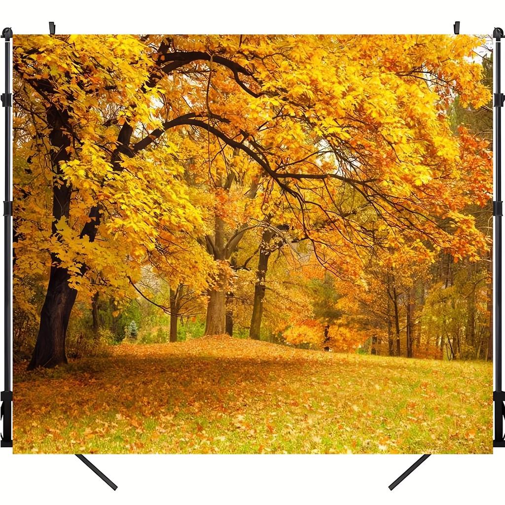2D Plane 1 Piece of Autumn Landscape Photography Background Polyester Yellow Leaf Forest Scene