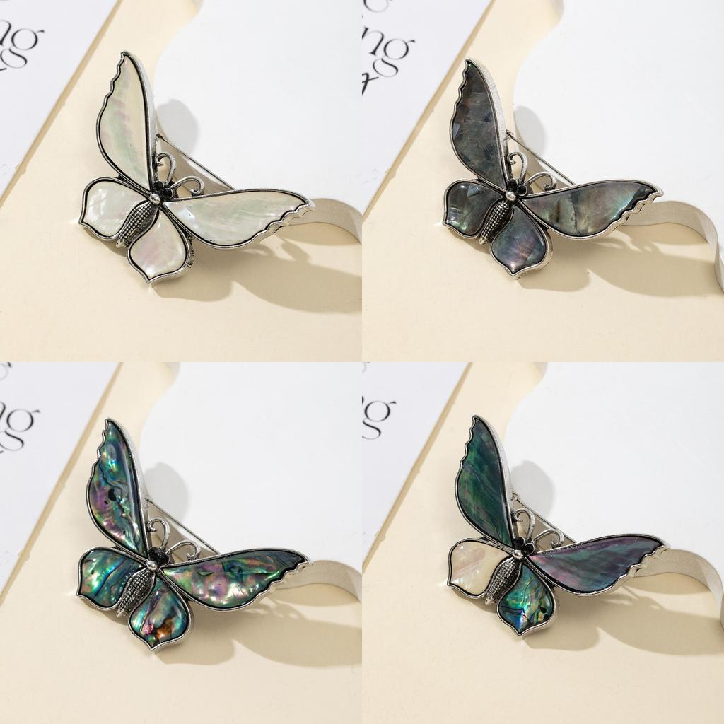 Cartoon Butterfly Shell Pin Brooch With Embedding Craft For Unisex Diy Jewelry