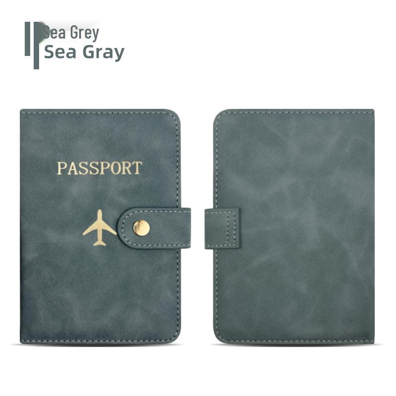 Kožená cestovní sada na ochranu pasu s PU držákem s lemovanými okraji a taškou na uložení dokumentů