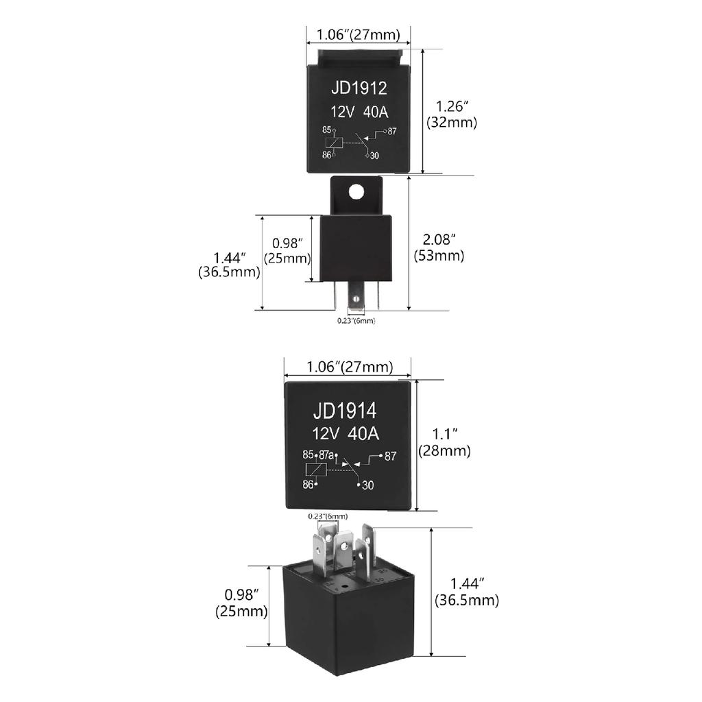 JD1914 40A 12V/24V SPDT Waterproof Car Relay 4/5 Pin Auto Switch Starter Kit for Car Boat Tractor Truck Motorcycle Relays 5