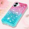 Capa para iPhone 16 Plus Capa Glitter Fofa Transparente À Prova de Choque Capa Traseira, Capa de Celular de TPU Macio para iPhone 16 Plus 6,7 polegadas Turquesa Degradê
