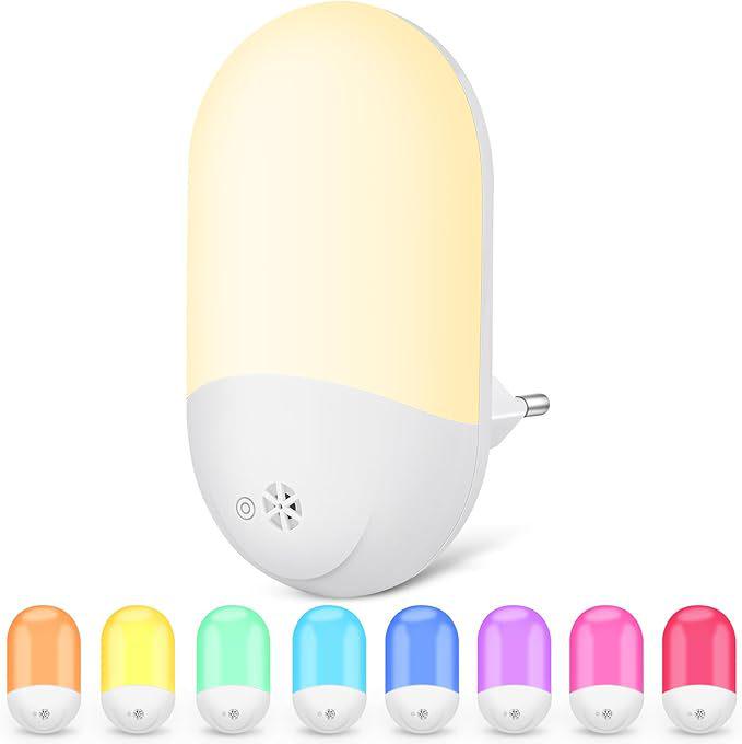 670nm Red Night Light with Ambient & Seven-Color Options, Light Sensing Bedside Lamp for Feeding