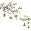 Uccelli su rami fioriti, adesivi murali rimovibili per finestre, decorazioni floreali artistiche per finestre in vetro.