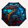 Stained Dragon Wall Art: Colorful Fantasy DecorUmbrella, Portable 3-Fold Compact Umbrella,Christmas Gift ES515