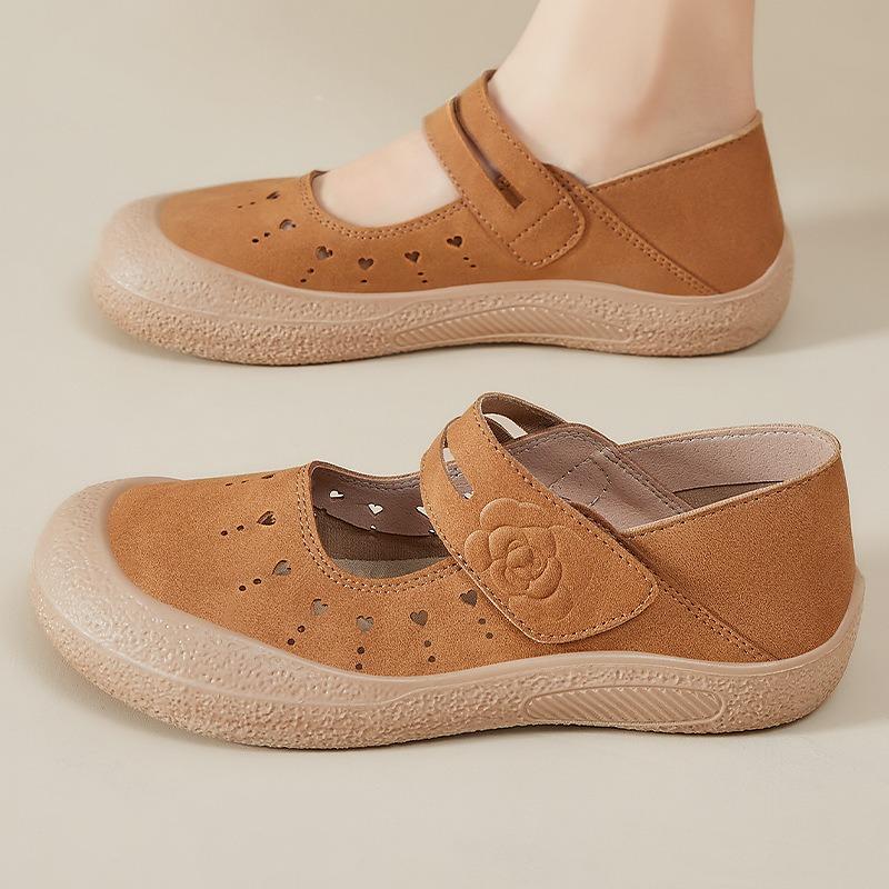 Shoes Women's Shoes Versatile Summer New Shallow Mouth Hollow Breathable Casual Shoes Velcro Convenient Shoes