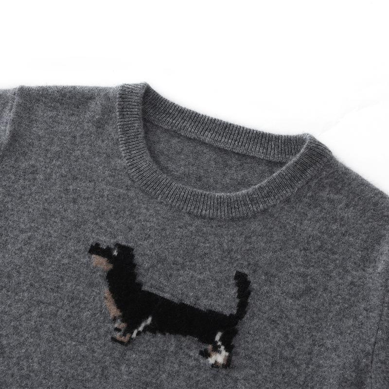 Puppy Embroidery Cashmere Sweater: Autumn Knitted Pullover, Age-Reducing and Playful Design