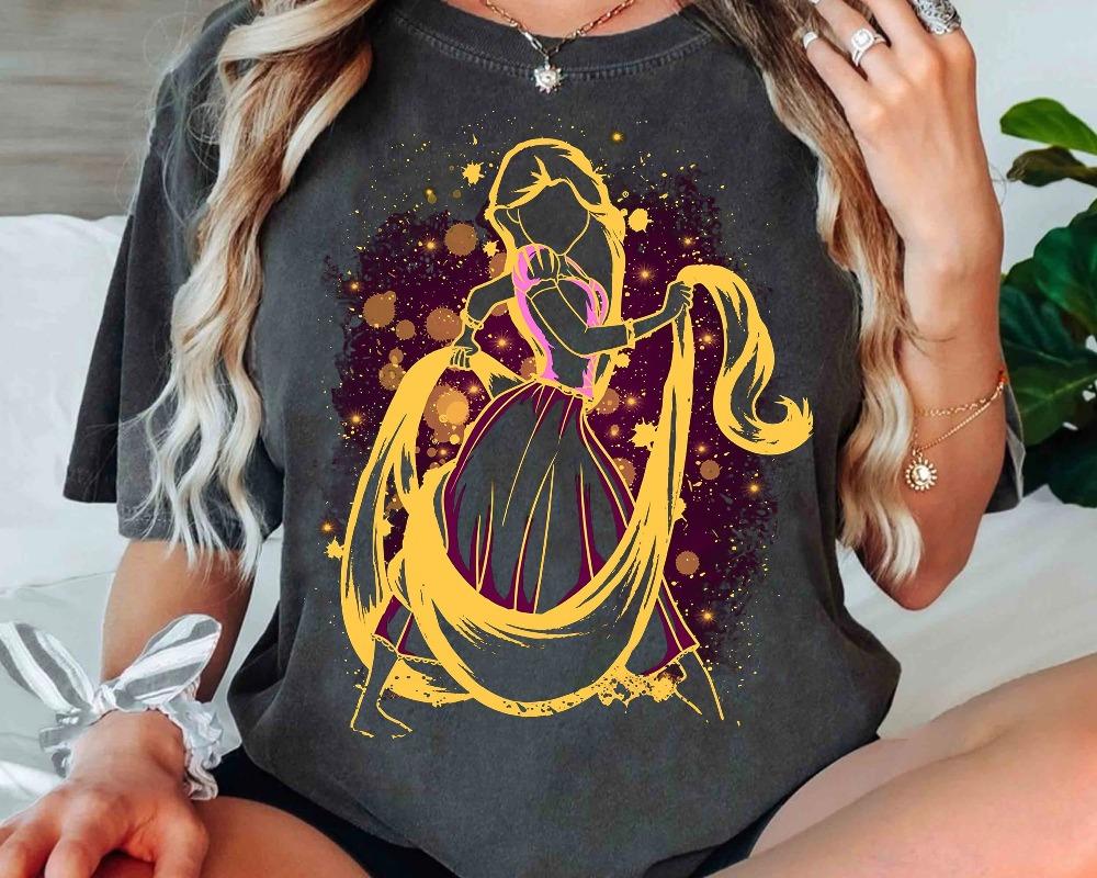 

Retro Rapunzel Princess Portrait Shirt Birthday Girl Tshirt Princess Group Tangled Princess Outfit S