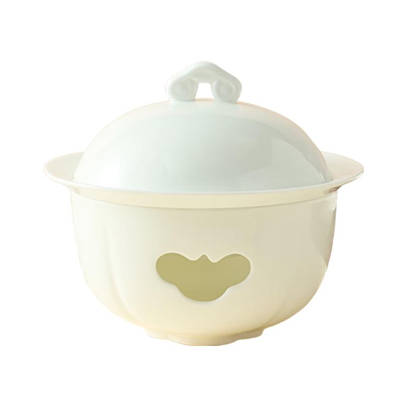 Elegant White Ceramic Stew Bowl with Lid