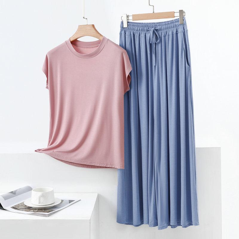 

Женский модальный летний пижамный комплект без рукавов - Легкий, удобный костюм-двойка для дома или повседневной носки на улице L