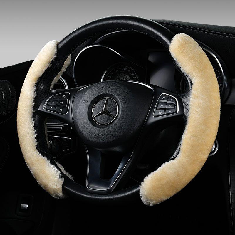Car Steering Wheel Cover for Women, Winter Plush Warm, Men's Trendy Cute Car Anti-Slip Short Plush Half-Cover Steering Wheel Cover
