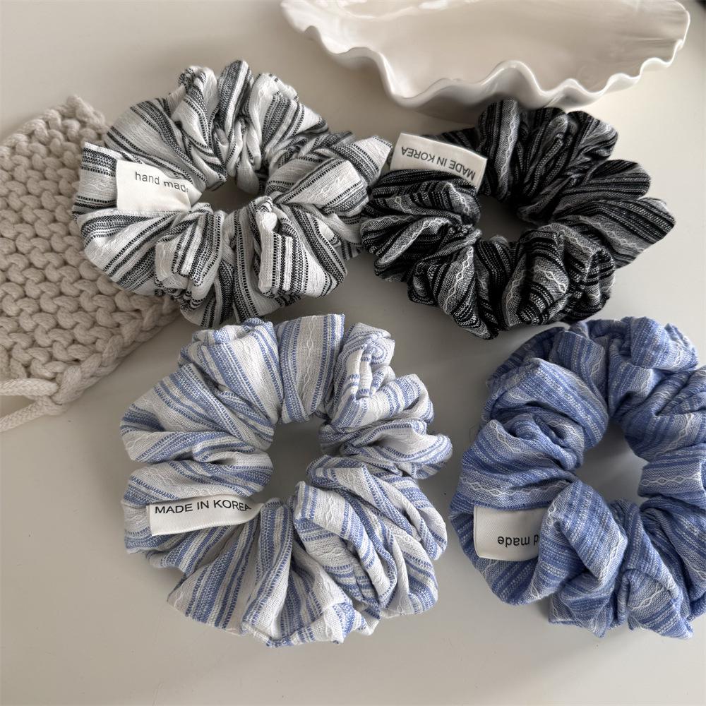 Fresh Sea Salt Striped Large Intestine Hair Tie - Versatile School Style Accessory
