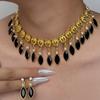 Eye-Shaped 18K Gold-Plated Vintage Jewelry Set for Evening Gowns