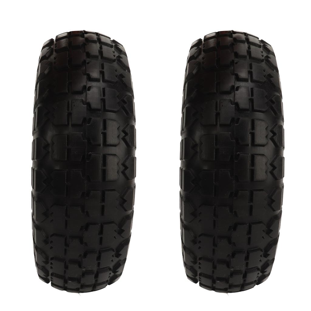 2Pcs 10in Solid Tire Set Inflation Free PU Foam Deep Groove Ball Bearing Solid Tyre Replacement for Garden Vehicles