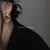 Cold and Stylish Exaggerated Metallic Texture Elegant Round Stud Earrings for The Ears
