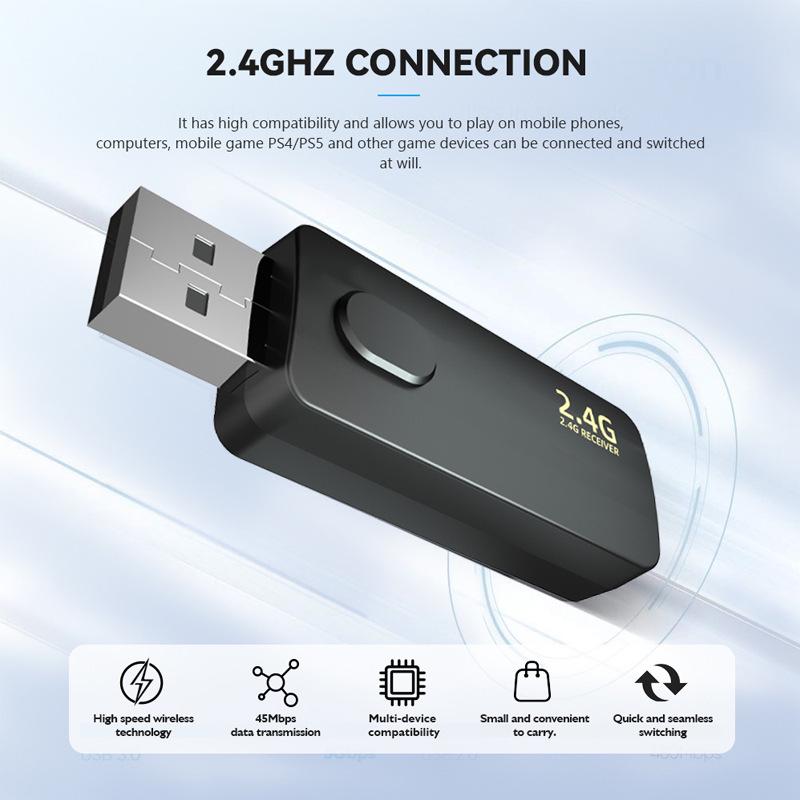 Dual-Feed Low-Latency Wireless Noise-Cancelling Bluetooth Headphones with Long Battery Life and 2.4G Connectivity
