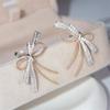 2021 New Sparkling Luxury Jewelry 925 Sterling Silver Pave White Sapphire CZ Diamond Women Wedding Bow Stud Earring Gift