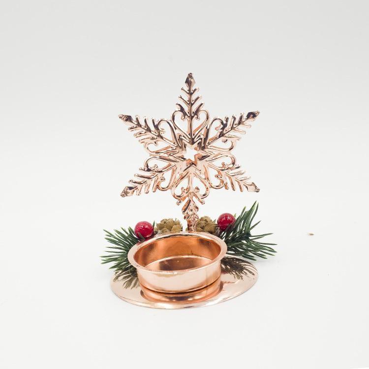 New Christmas Decoration Iron Art Christmas Table Candlestick Red Fruit Pine Cone Candlestick Desktop Decor