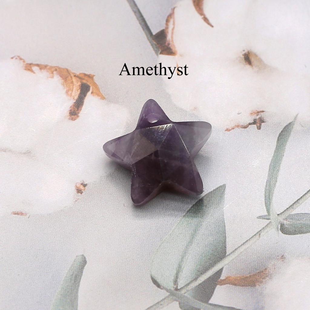 1 Stück, Boho-Reiki-Heilkristall-Anhänger, Pentagramm-Naturstein, Amethyst-Edelstein-Anhänger zur Schmuckherstellung, Zubehör, DIY-Weihnachtsgeschenke, 15 x 15 mm