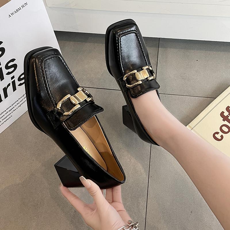 Fashion New Style Square High Heels Loafers Women Autumn Chunky Platform Pumps Woman Slip On Black Luxury Shoes Mary Janes Zapatos Mujer