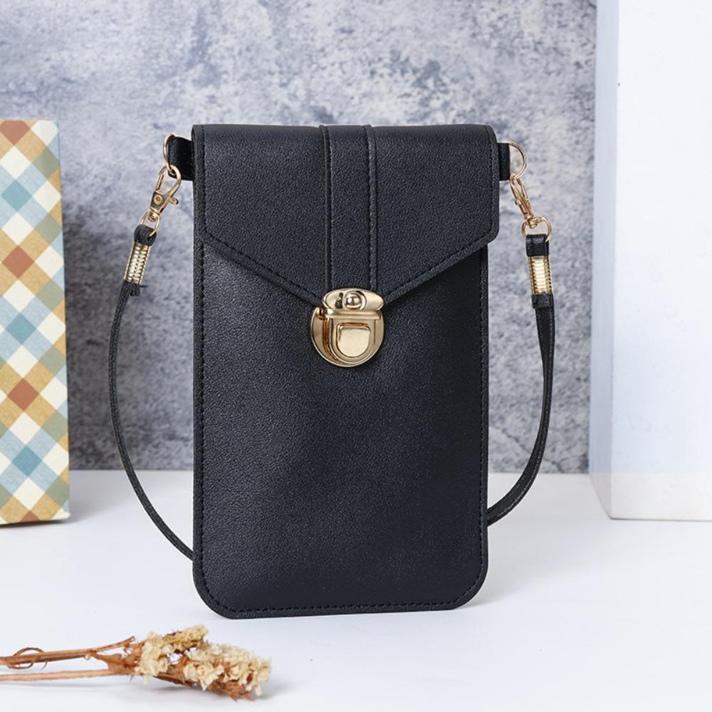 New PU Leather Touch Screen Phone Purse Portable Strap with Hook Closure Mobile Phone Bag Multi-function Shoulder Handbag