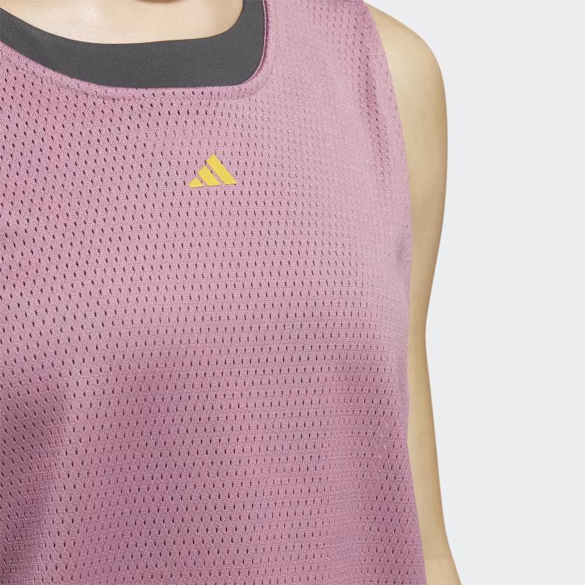 Adidas Logo Mesh Breathable Round Neck Sleeveless Vest Women Tops Pink IJ5243