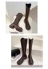 2024 V-Neck Women's Riding Boots: Knee-High with Thick Sole for Heightening & Slimming.