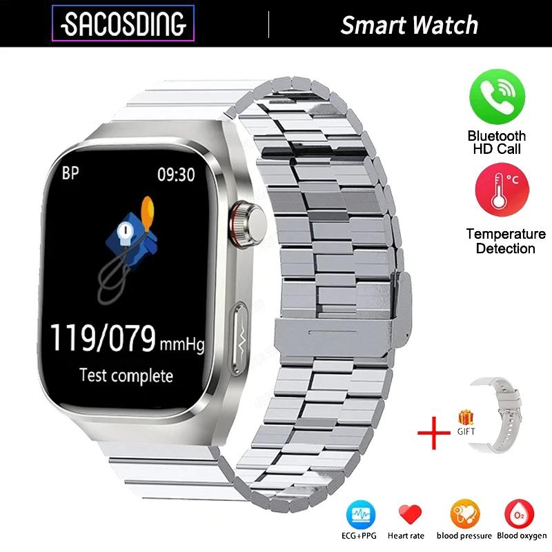 SACOSDING Smartwatch ECG+PPG Połączenie Bluetooth 2,04” HD Tętno Tlen we Krwi Ciśnienie Krwi Temperatura Ciała Sport Fitness Smartwatch