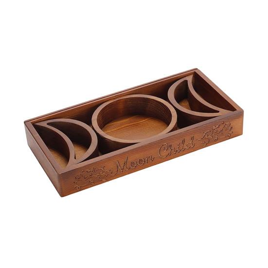 Yousheng Wooden Plate Jewelry Tray Smooth Edge Burr Free Lotus Flower Design Dessert Party Serving Tray Ramadan Decoration