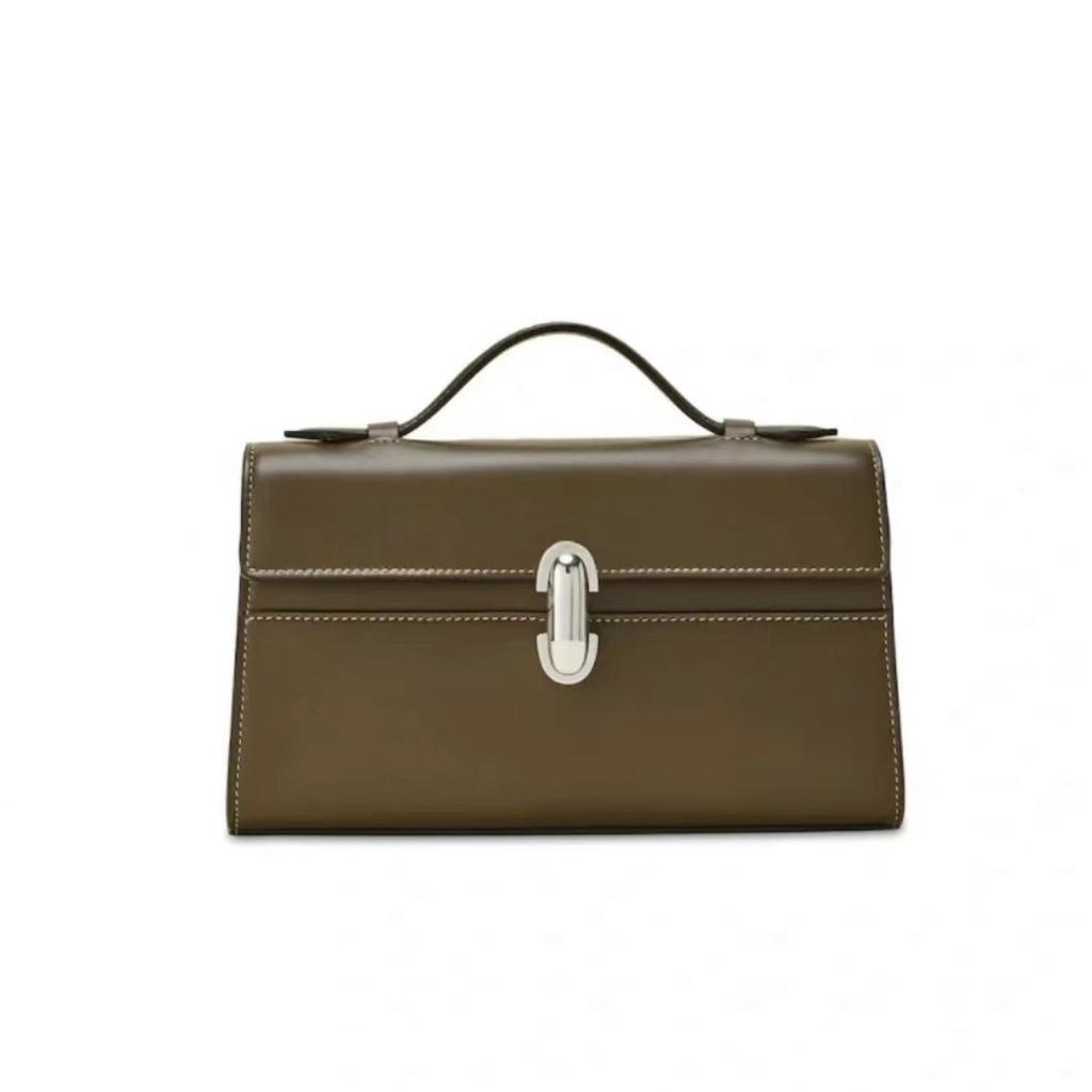 Handbag, Leather Clutch, Small Square Bag, French Simple Leather Bag, High-end Clutch Bag