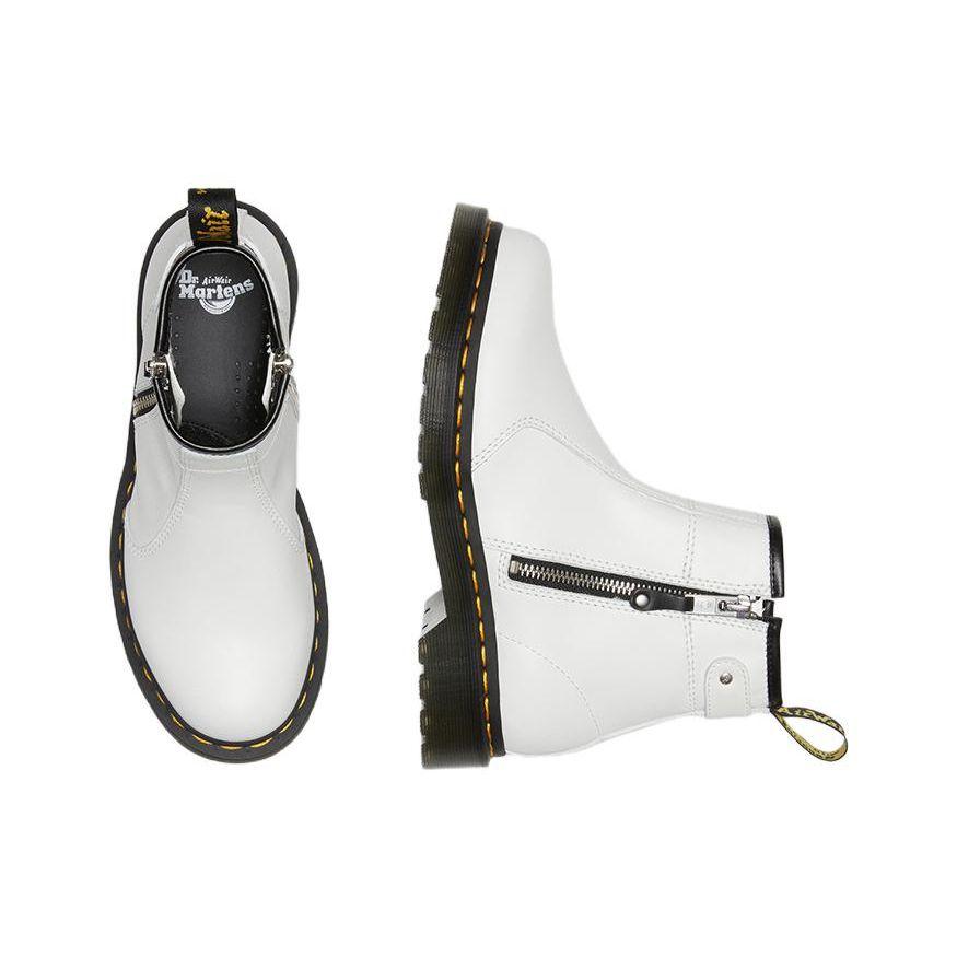 Dr. Martens Leather Short Ankle Boots Women Boots White 27618100