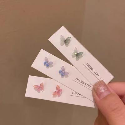 Color Three-dimensional Butterfly Female Stud Earrings, Simple Temperament Fairy Set Earrings.