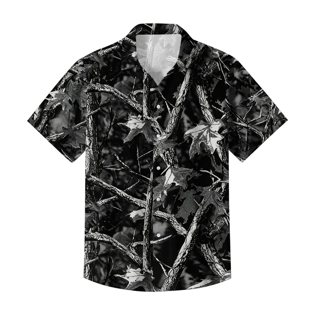 Men's Casual Short Sleeve Shirt Button Down Lightweight Breathable Fabric Camouflage Print Summer Beach Shirt