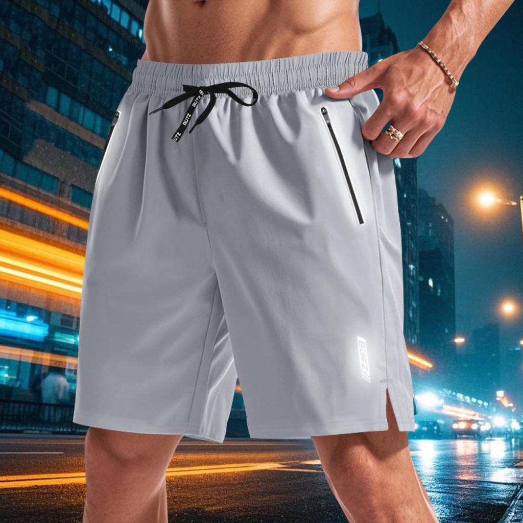 Herren Athletic Locker geschnittene leichte schnelltrocknende Shorts mit reflektierenden Streifen, atmungsaktive Lauf- und Strandshorts für Sport und Freizeit