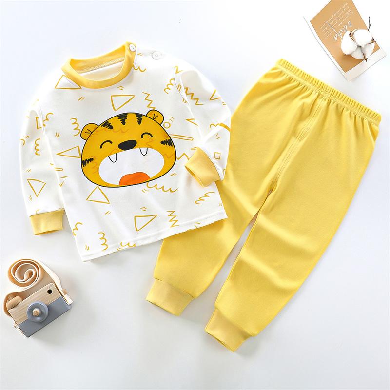2026 Summer Children Full Sleeve Underwear Suits Baby Spring O-Neck Cartoon Cotton Pajama Set Long Pant Kids Home Wear Clothing Suit for Girl Boy