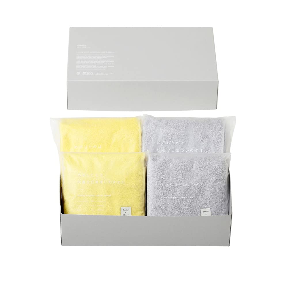 

ideaco Gift Made in Japan Senshu Towel Set of 4 Compact Bath Towel Face Towel 2 each bergamot gray pair gift bergamot & & (towel & gray)