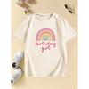 Fashion Rainbow Love Birthday Girl Gothic T Shirts Manga Kids Children's T-shirt Girls Summer Spring Casual Top Tee