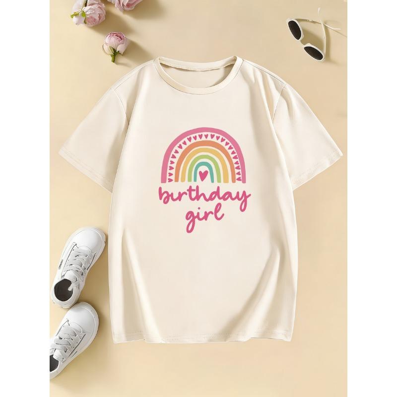 Fashion Rainbow Love Birthday Girl Gothic T Shirts Manga Kids Children's T-shirt Girls Summer Spring Casual Top Tee