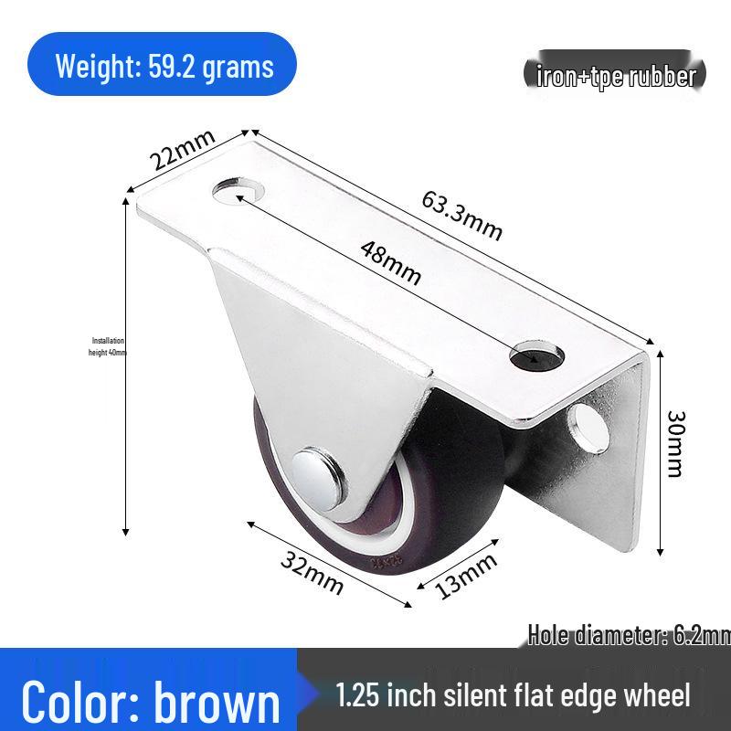 1.5" or 2" Heavy-Duty Silent Swivel Caster with Brake, Snap Ring, and Wear-Resistant Trolley Shelf Roller
